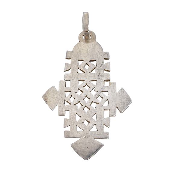 Vintage Sterling Silver 925 Ethiopian Coptic Cross Pendant - Picture 4 of 6